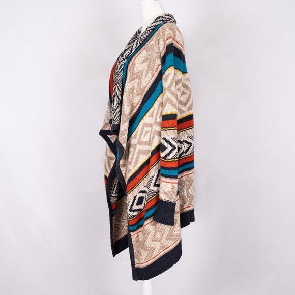 Old Navy Southwestern Aztec Blanket Shawl Style Sweater Women's SMALL Cozy Cabin - Picture 3 of 7
